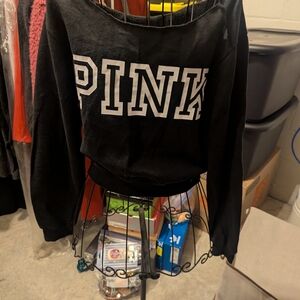 PINK Victoria's Secret Black Pullover with White Logo Tag